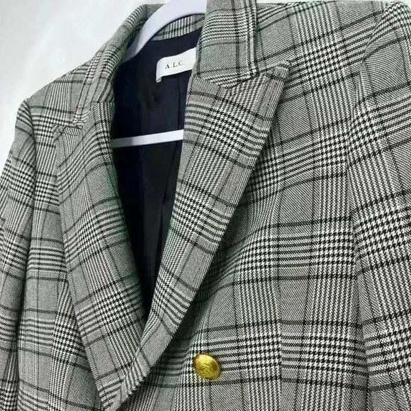 A.L.C Sedgwick II Glen Check Plaid & Houndstooth Double-Breasted Blazer Size XS - Picture 5 of 16